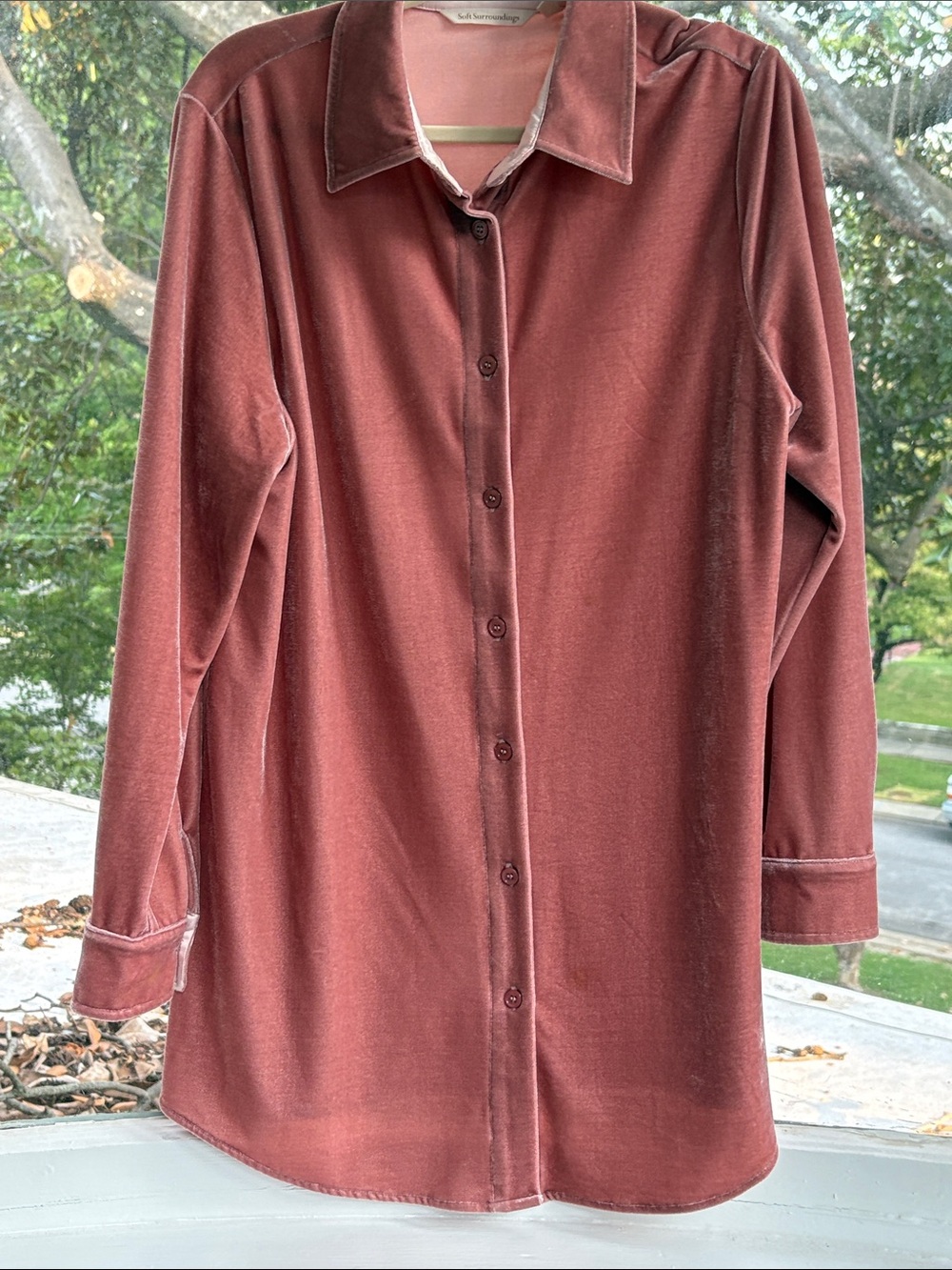 Soft Surroundings Dusty Rose Velvet Boyfriend Tunic-Medium